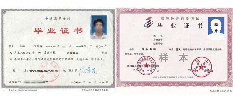 自考本科與專升本畢業證書對比