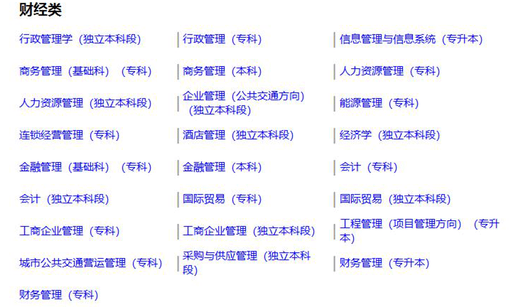 自考財(cái)經(jīng)類專業(yè)一覽表