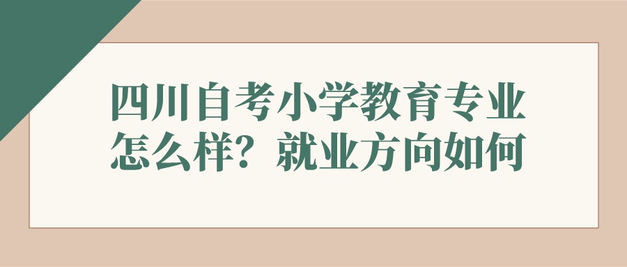 四川自考小學教育專業怎么樣？就業方向如何？