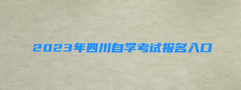 2023年四川自學(xué)考試報名入口